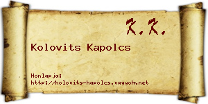 Kolovits Kapolcs névjegykártya